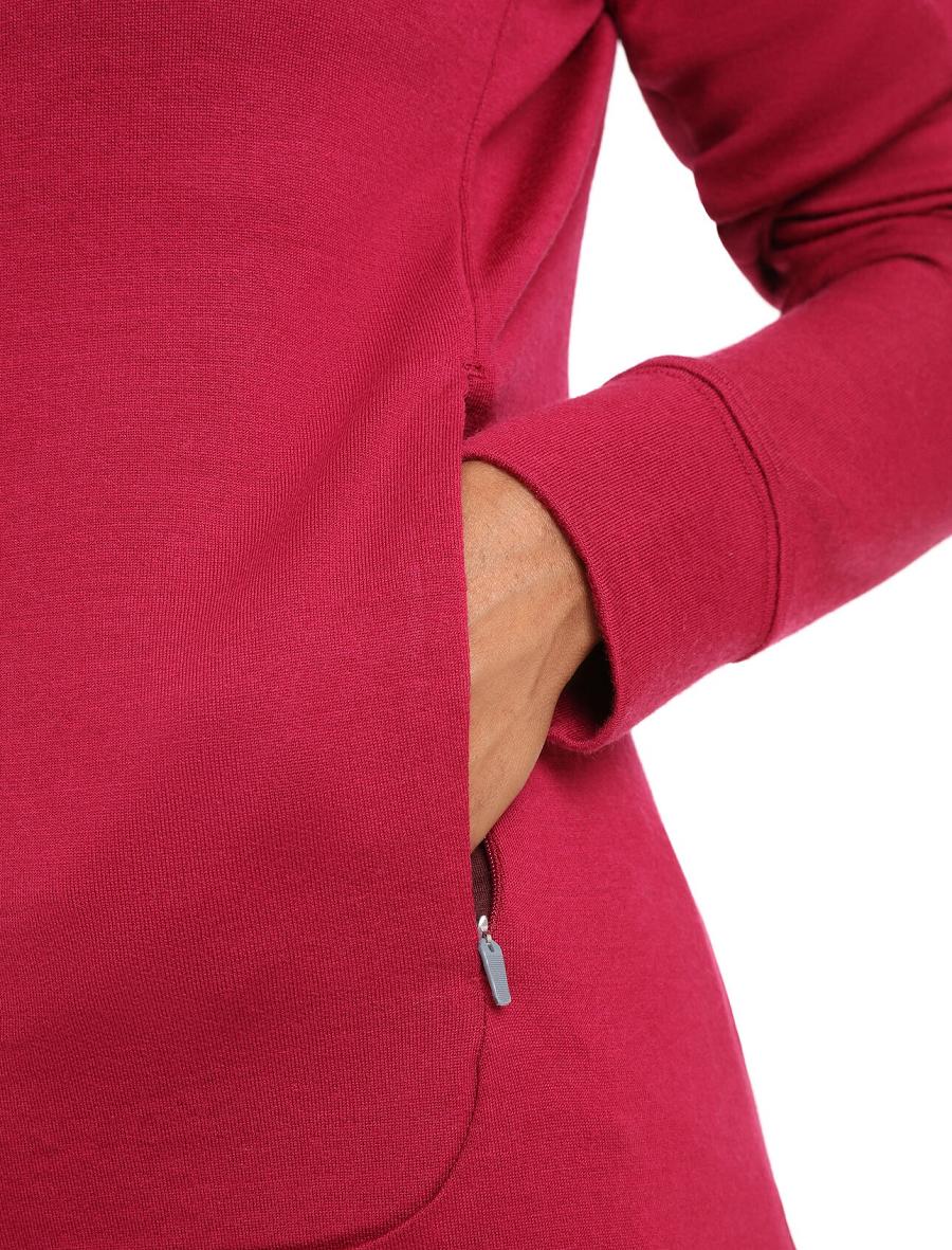 Sweat À Capuche Icebreaker Merino Quantum III Long Sleeve Zip Femme Rose | FR 1680MQZA